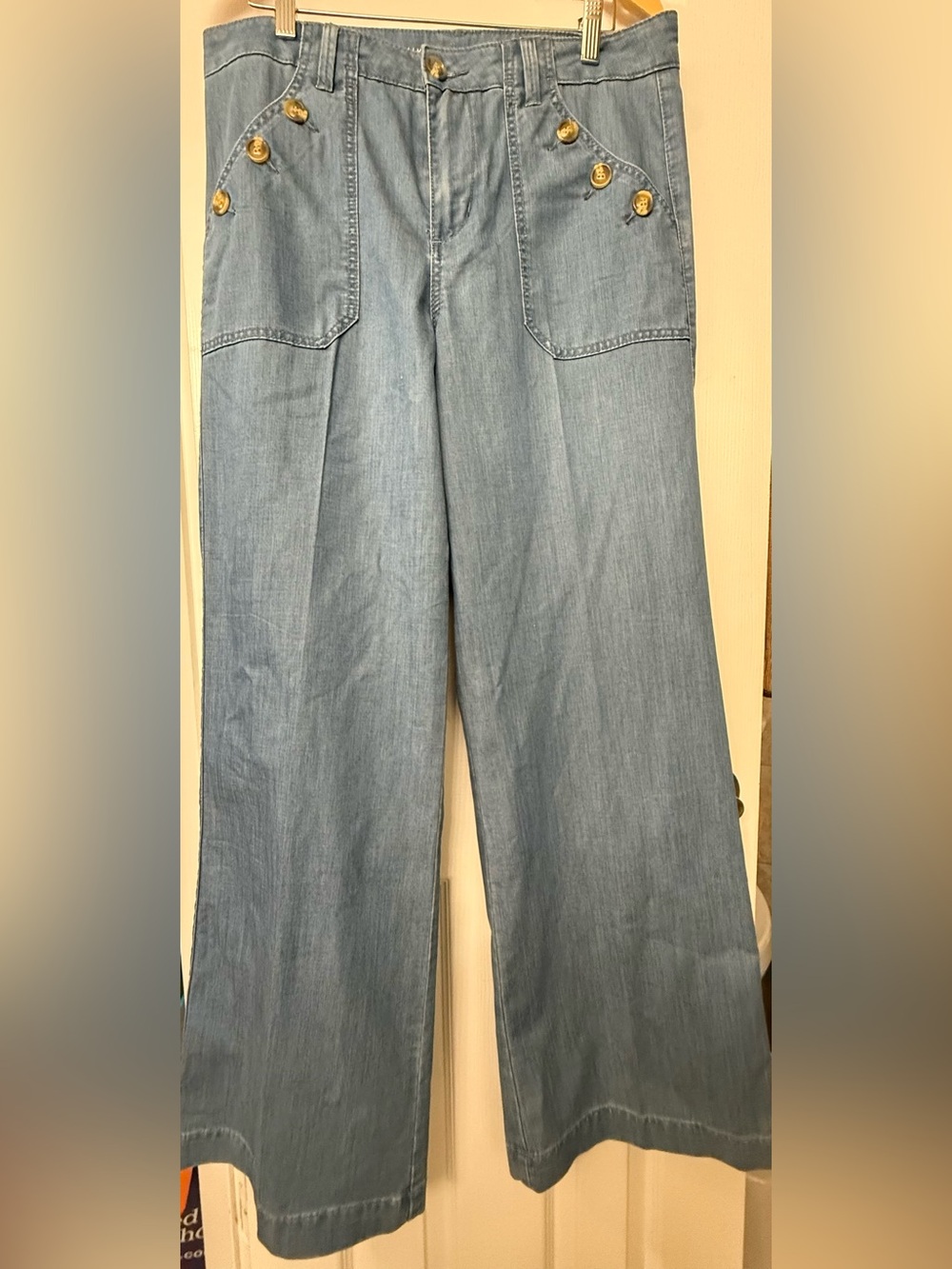 The Limited Light Blue Wide-Leg Jeans with  Button accents size 12 (34w x34 L)